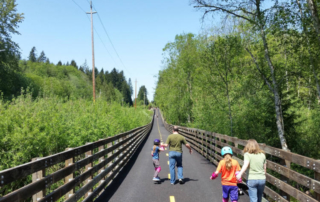 Family walking on a path.